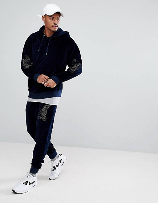 ASOS Velour Tracksuit With Eagle Embroidery | ASOS