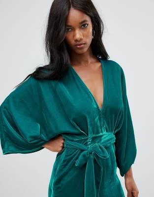 asos green kimono dress