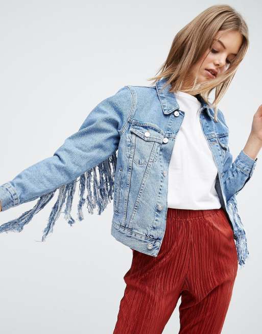 Veste jean online frange