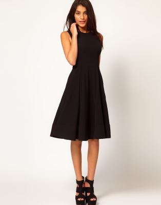 Asos Vestito Longuette Con Gonna A Ruota Asos