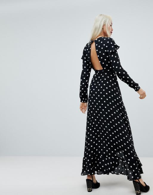 ASOS - Vestito lungo a pois con apertura sulla schiena e volant, 2 di 4