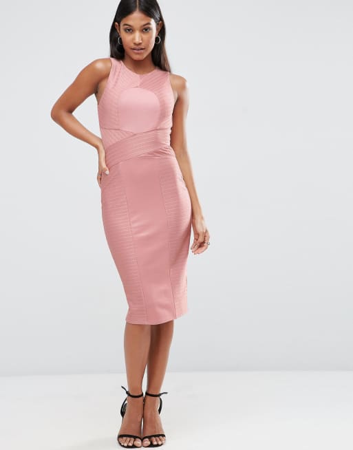 ASOS - Vestito midi fasciante con collo alto