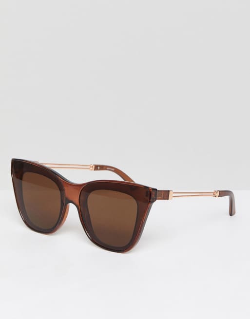 ASOS - Vierkante cat eye-zonnebril met ingelegde glazen