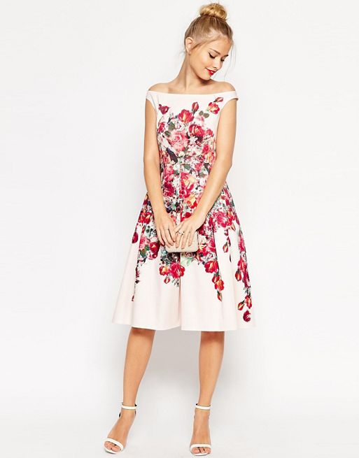 ASOS | ASOS Vintage Floral Bardot Prom Dress