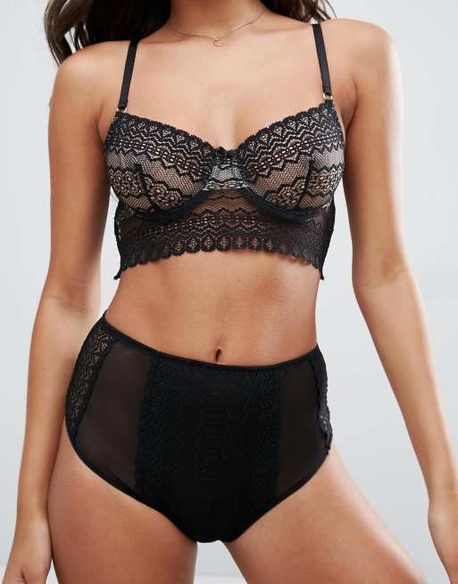 ASOS - Viola - Soutien-gorge à armatures style bustier en dentelle linéaire, 3 de 4