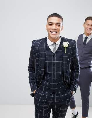 windowpane suit wedding