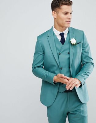 ASOS Wedding Slim Suit Jacket In Pine Green 100% Wool | ASOS