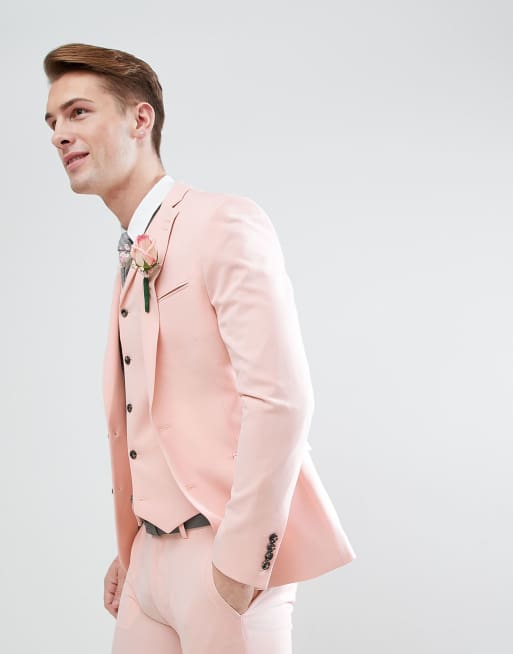 ASOS Wedding Super Skinny Fit Suit In Pale Peach