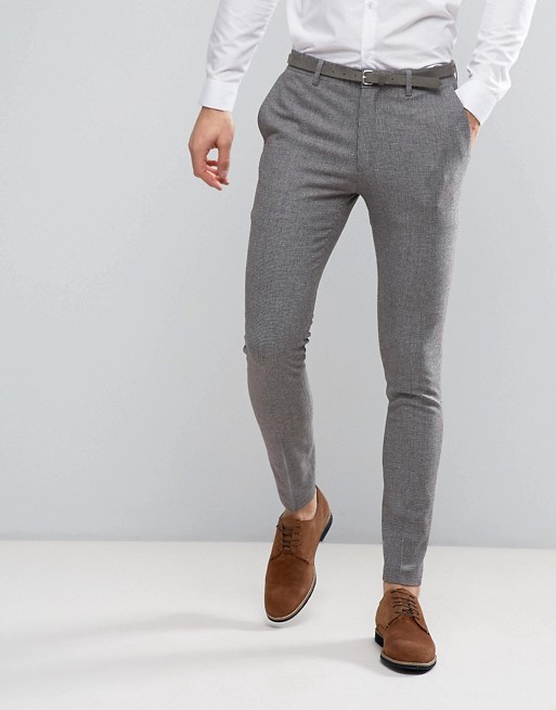 ASOS | ASOS Wedding Super Skinny Suit Trousers in Mini Check In Grey