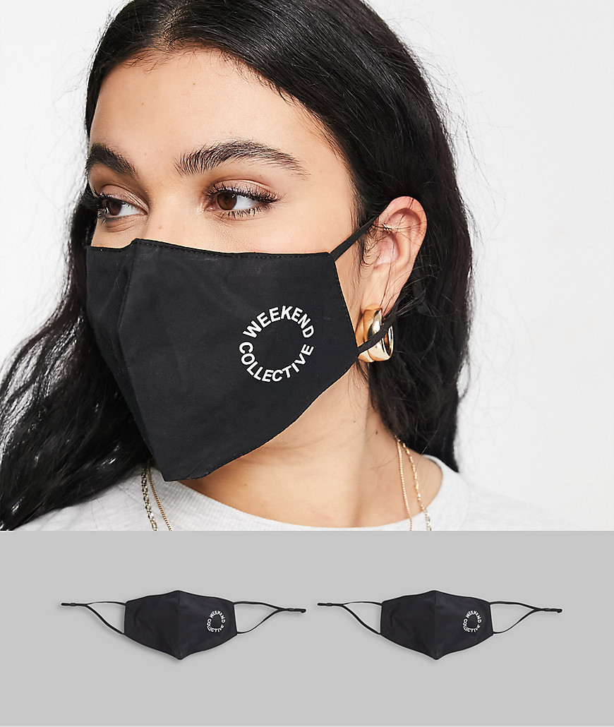 ASOS Weekend Collective 2 pack face covering in black-Multi