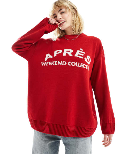 ASOS Weekend Collective apres knitted jumper in red | ASOS