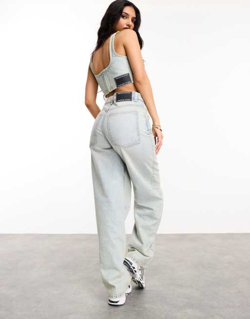 ASOS Weekend Collective baggy fit jeans in light blue acid wash, 3 of 5