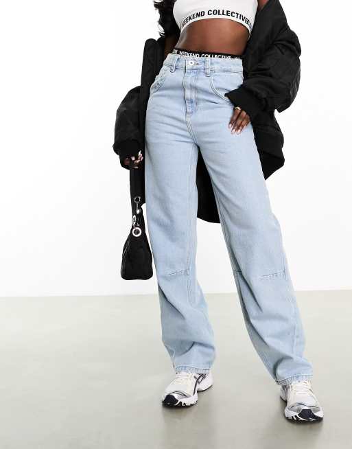 ASOS Weekend Collective baggy fit jeans in vintage light wash blue