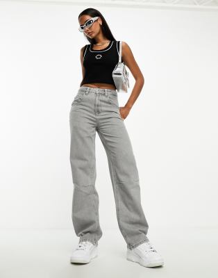 ASOS Weekend Collective - Baggy-Jeans in verwaschenem Grau