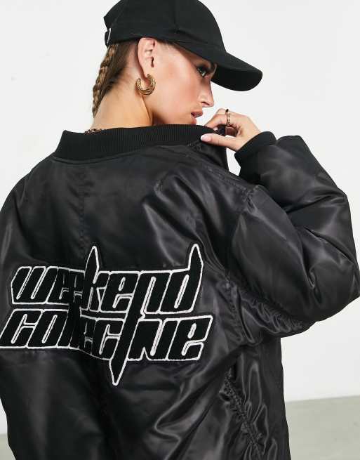 ASOS Weekend Collective bomber jacket in black, 3 of 4