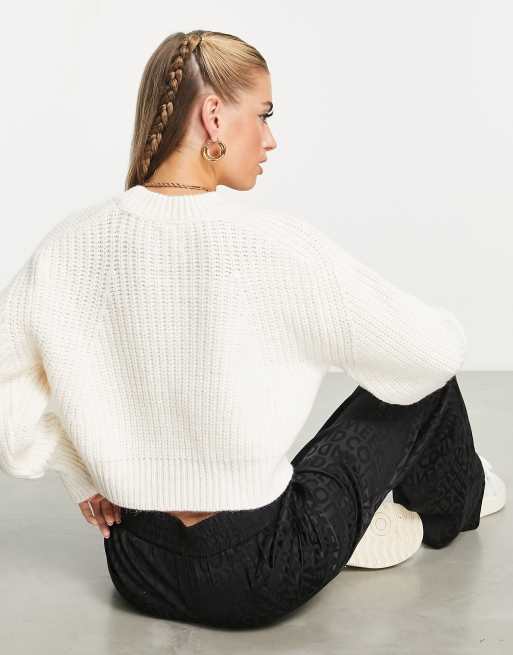 White shop boxy sweater