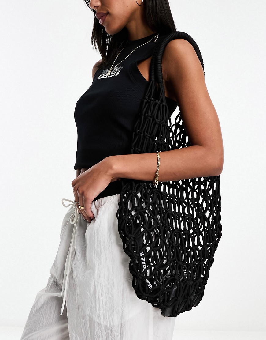 ASOS Weekend Collective bungee net shopper bag in black
