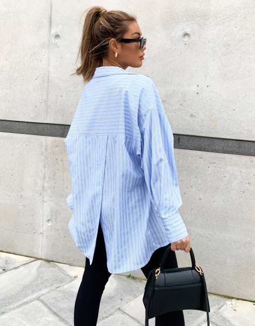 ASOS - Weekend Collective - Camicia oversize a righe aperta sul