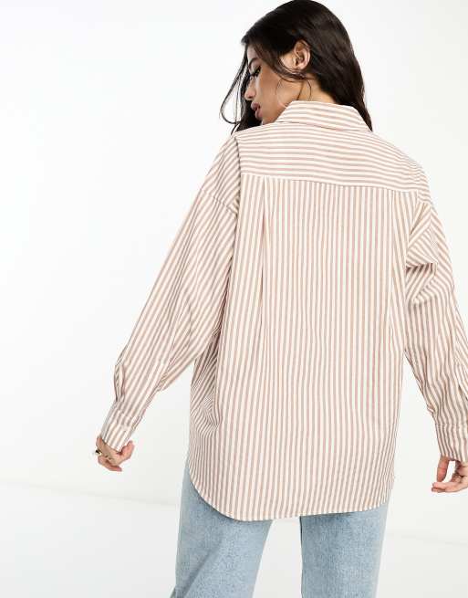 ASOS - Weekend Collective - Camicia oversize a righe cammello