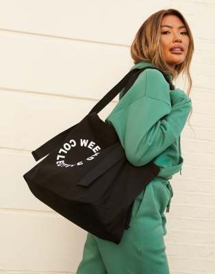 ASOS Weekend Collective canvas tote bag in sage