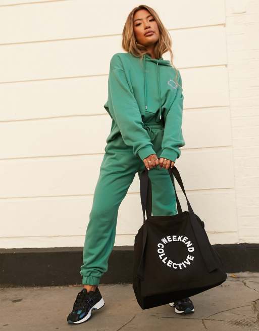 ASOS Weekend Collective canvas tote bag in sage