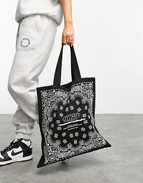 ASOS Weekend Collective canvas tote bag with bandana print