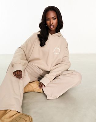 ASOS Weekend Collective co-ord oversized hoodie with back logo in camel