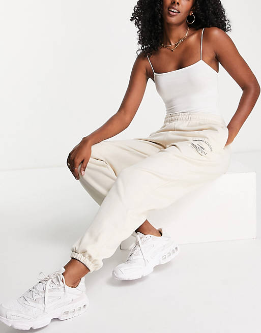 ASOS Weekend Collective co-ord oversized jogger with arch logo in ecru