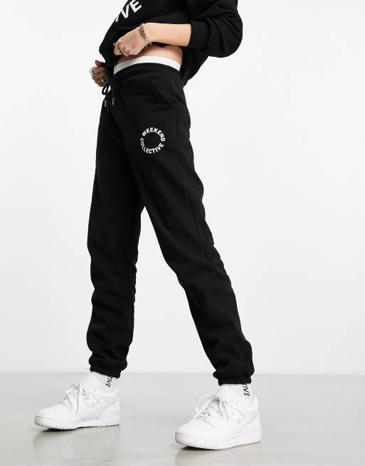 ASOS Weekend Collective co-ord oversized jogger with logo in black, 4 of 4