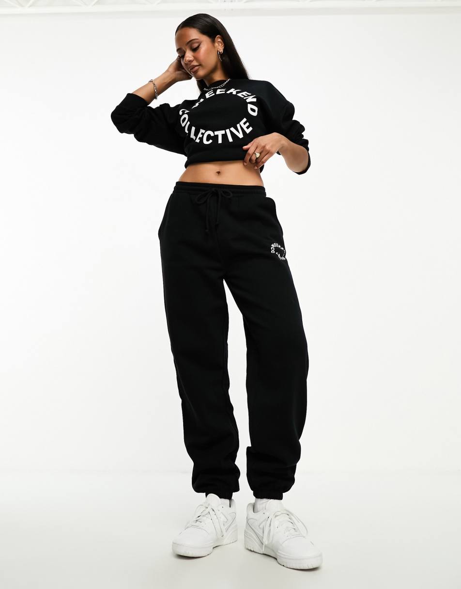 ASOS Weekend Collective co-ord oversized sweatshirt with logo in black