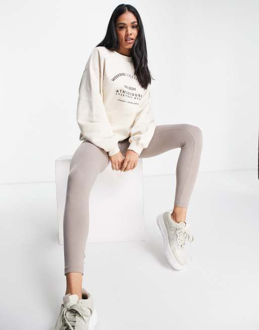 ASOS Weekend Collective Co-ord Oversized Sweat With Arch Logo In Ecru