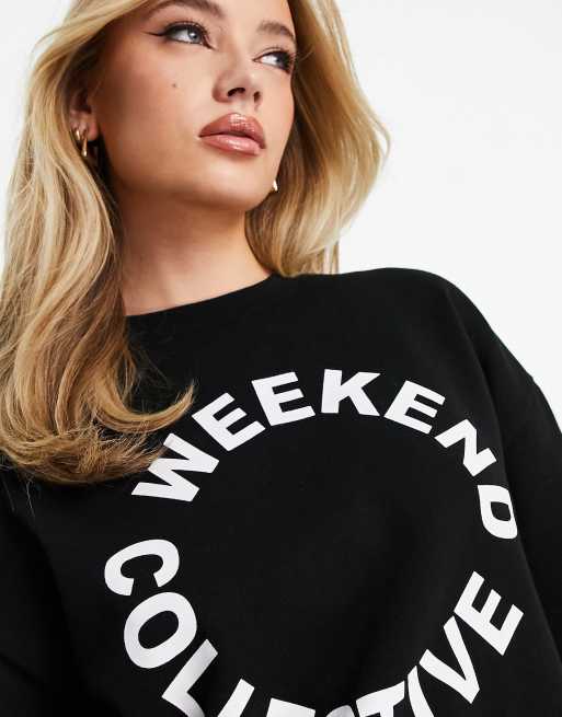 ASOS Weekend Collective co ord oversized sweatshirt with logo in black