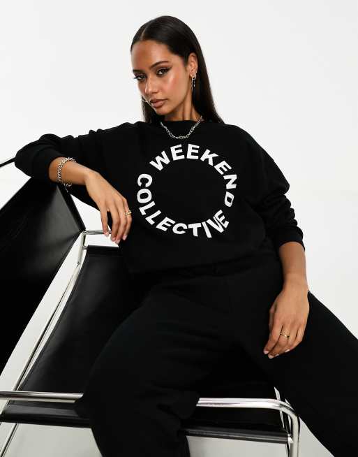 ASOS Weekend Collective set oversized sweatpants with logo in