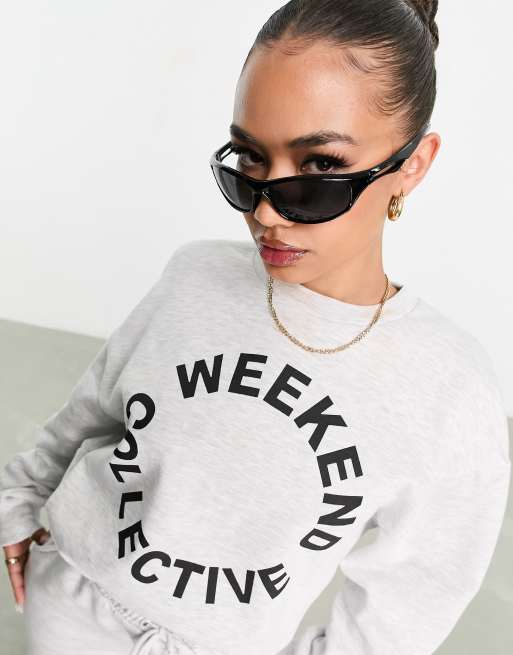 ASOS Weekend Collective co-ord oversized sweatshirt with logo in black