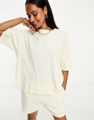ASOS Weekend Collective co-ord oversized washed t-shirt in cream - ASOS Price Checker