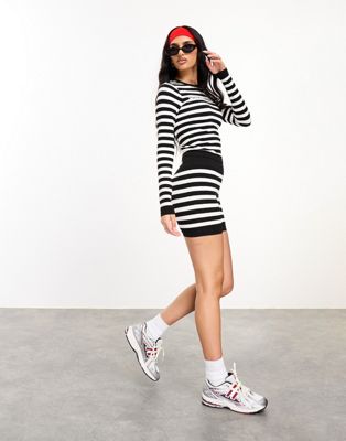 ASOS Weekend Collective co-ord seamless shorts in mono stripe