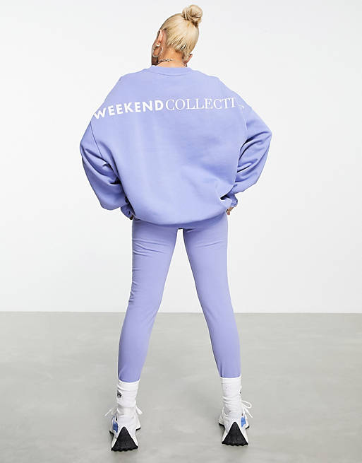 Co-ords Collective co-ord sweatshirt with large back logo in washed blue 