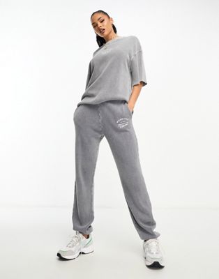 ASOS Weekend Collective co-ord washed waffle jogger in charcoal