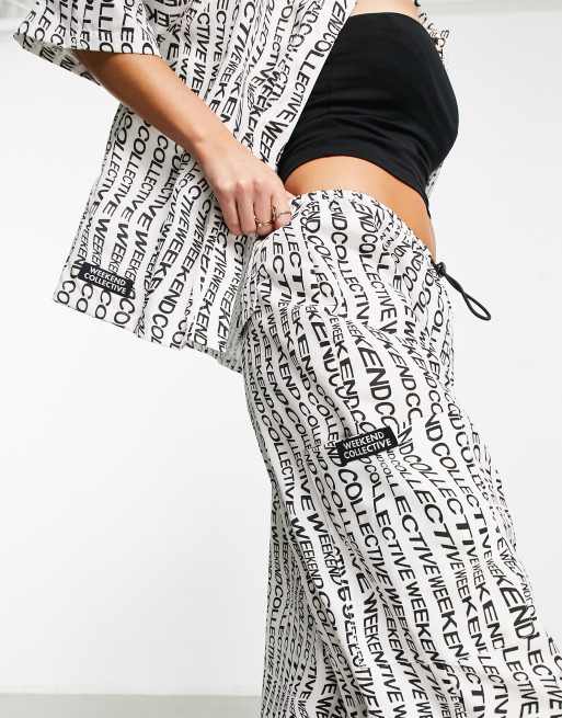 ASOS Weekend Collective Combat Pants with Pocket in monogram-Multi