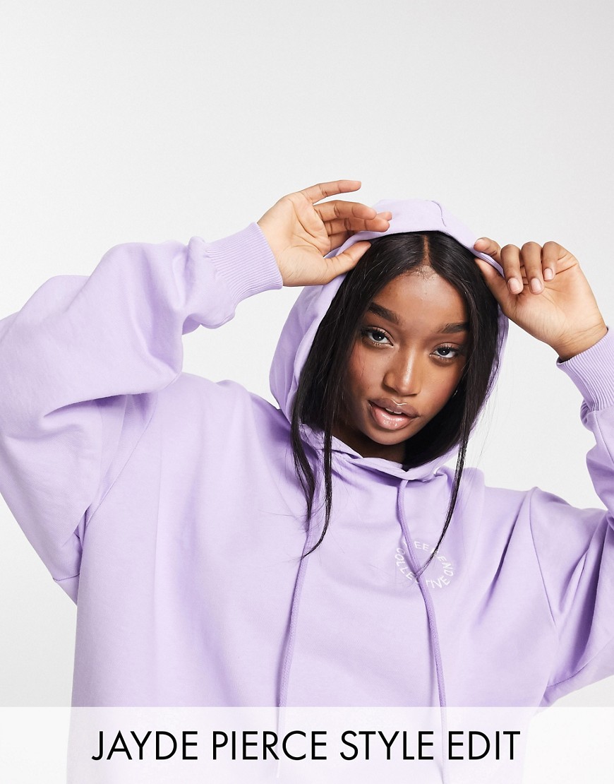 ASOS Weekend Collective coordinating oversized hoodie with logo in lilac-Multi