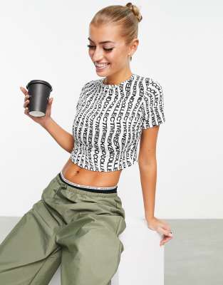 ASOS Weekend Collective crop top in monogram  - ASOS Price Checker