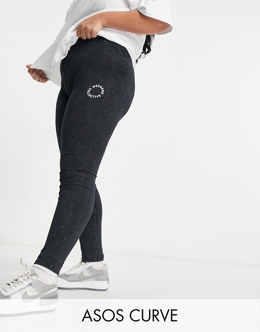 ASOS Weekend Collective Curve legging in washed charcoal