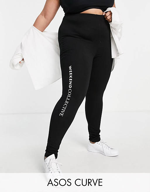 Trousers & Leggings Collective Curve legging with logo in black 