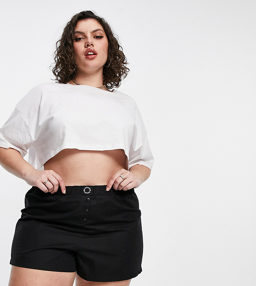 ASOS Weekend Collective Curve lounge woven boxer short in black