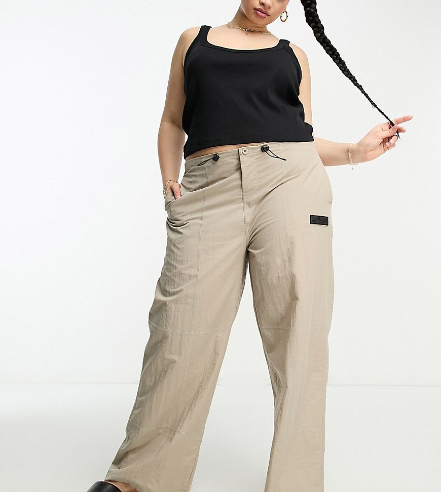 ASOS Weekend Collective Curve nylon cargo pants in neutral