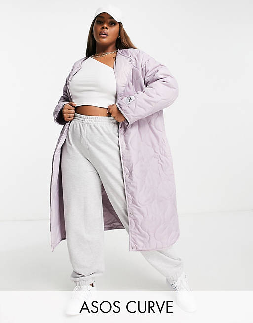 ASOS Weekend Collective Curve onion quilted jacket in lilac