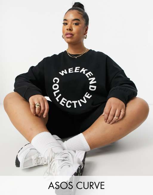 ASOS Weekend Collective Curve oversized co-ord with logo in black