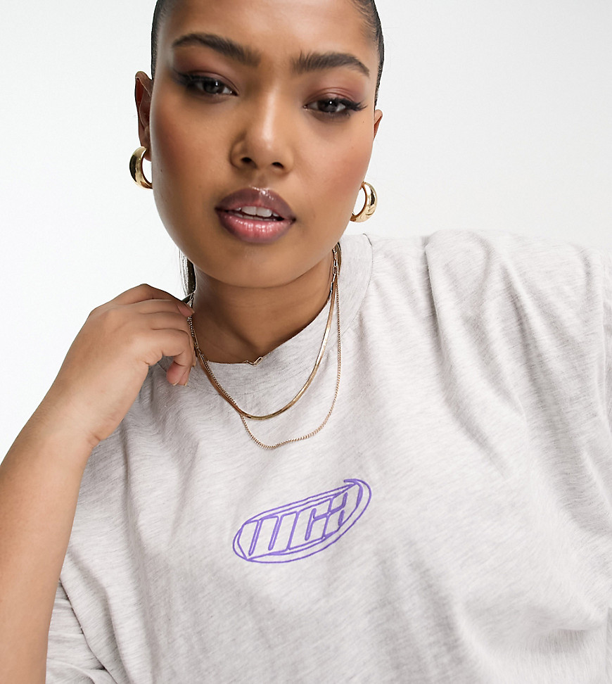 ASOS Weekend Collective Curve oversized t-shirt in ice heather-Gray