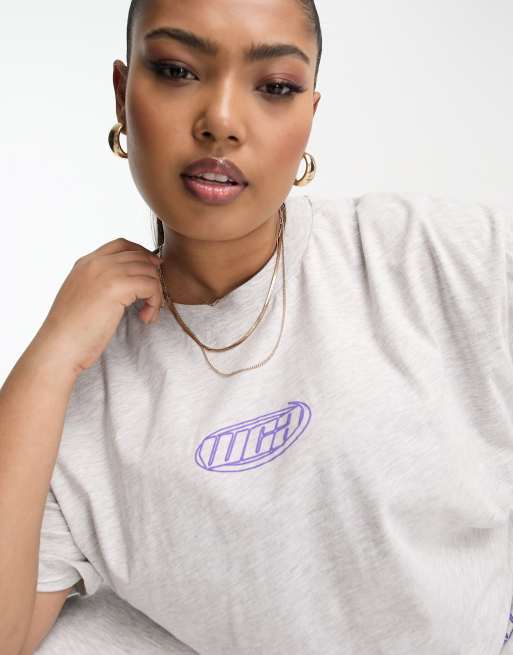 ASOS Weekend Collective Curve oversized t-shirt in ice marl