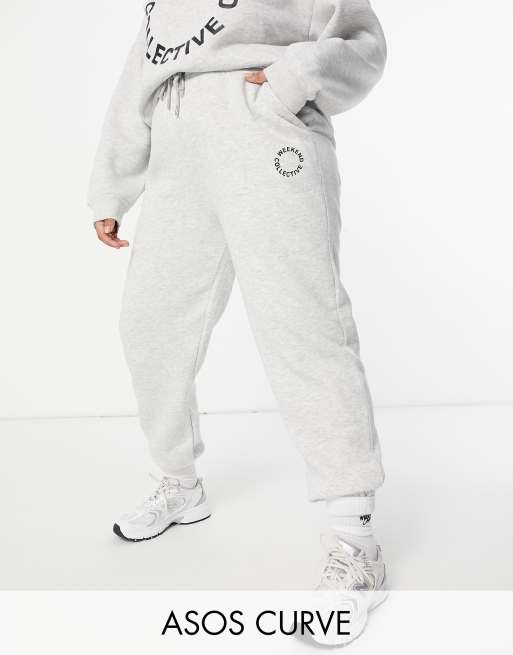 ASOS Weekend Collective Curve oversized co-ord with logo in grey marl, 2 of 2